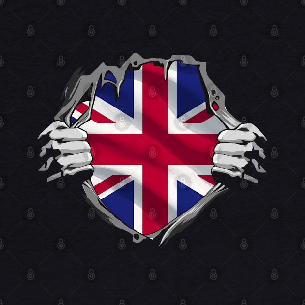 Two Hands Ripping Revealing Flag of United Kingdom by BramCrye